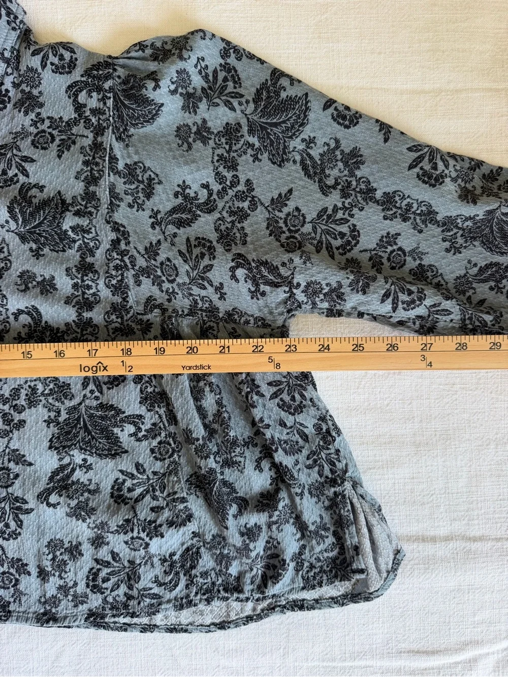 Intimately Free People Blue Button-Front Floral Print Shirt